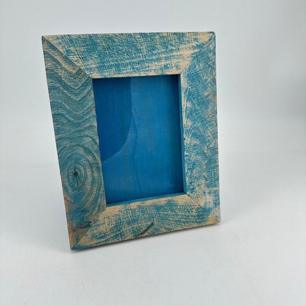 Rustic Distressed Teal Blue Wood Picture Frame 5x7 Tabletop Wall Mount Coastal